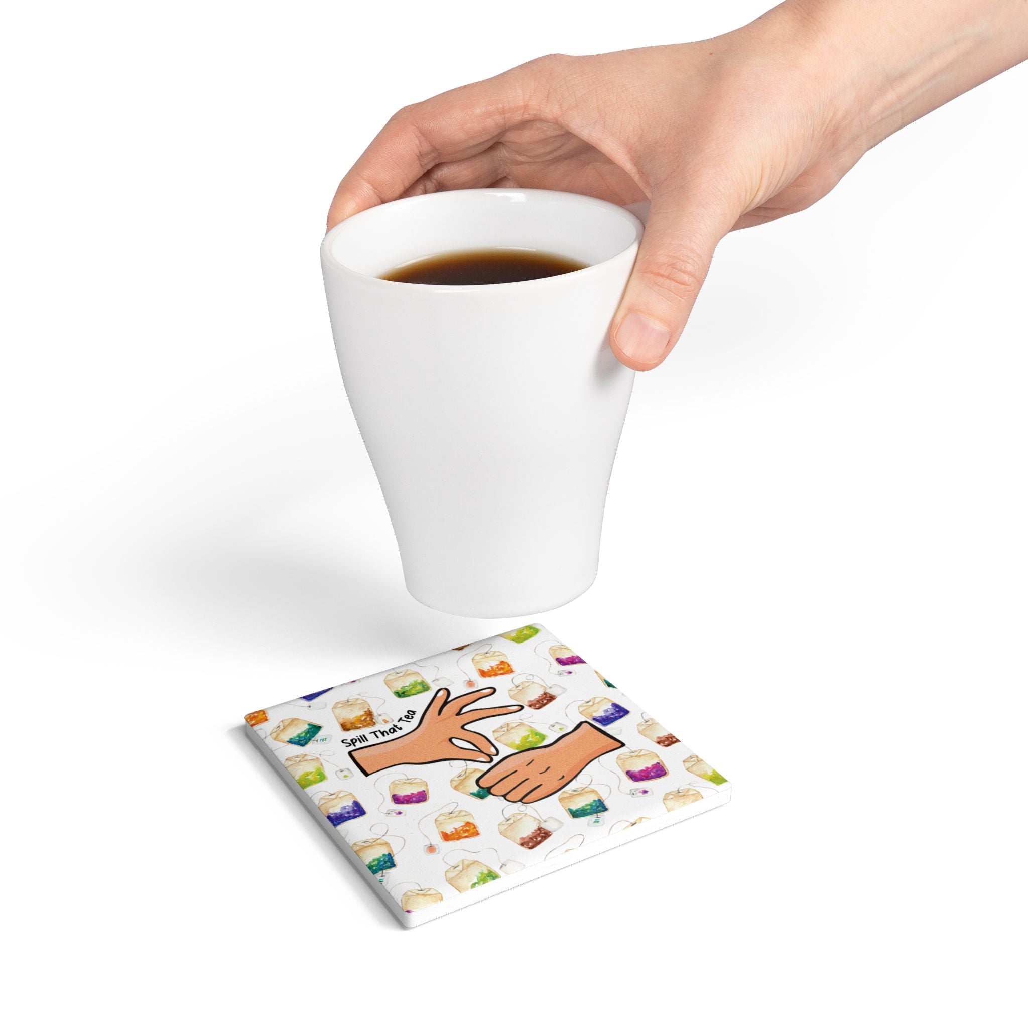Spill That Tea- ASL Ceramic Coaster